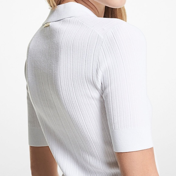 MICHAEL KORS Ribbed Stretch Viscose Polo |SIZE M| - Picture 2 of 8